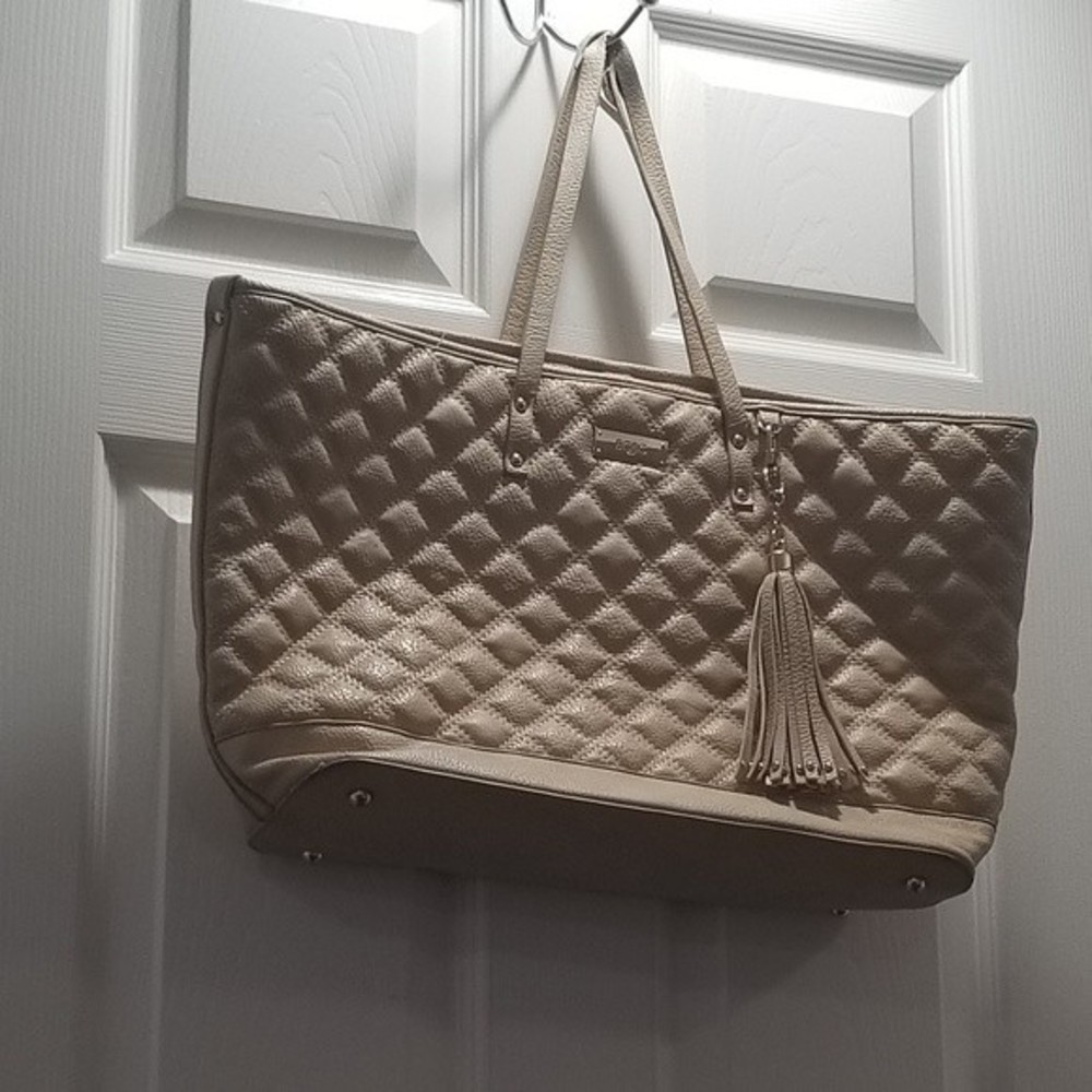 BCBG Tan Quilted Style Tote Bag